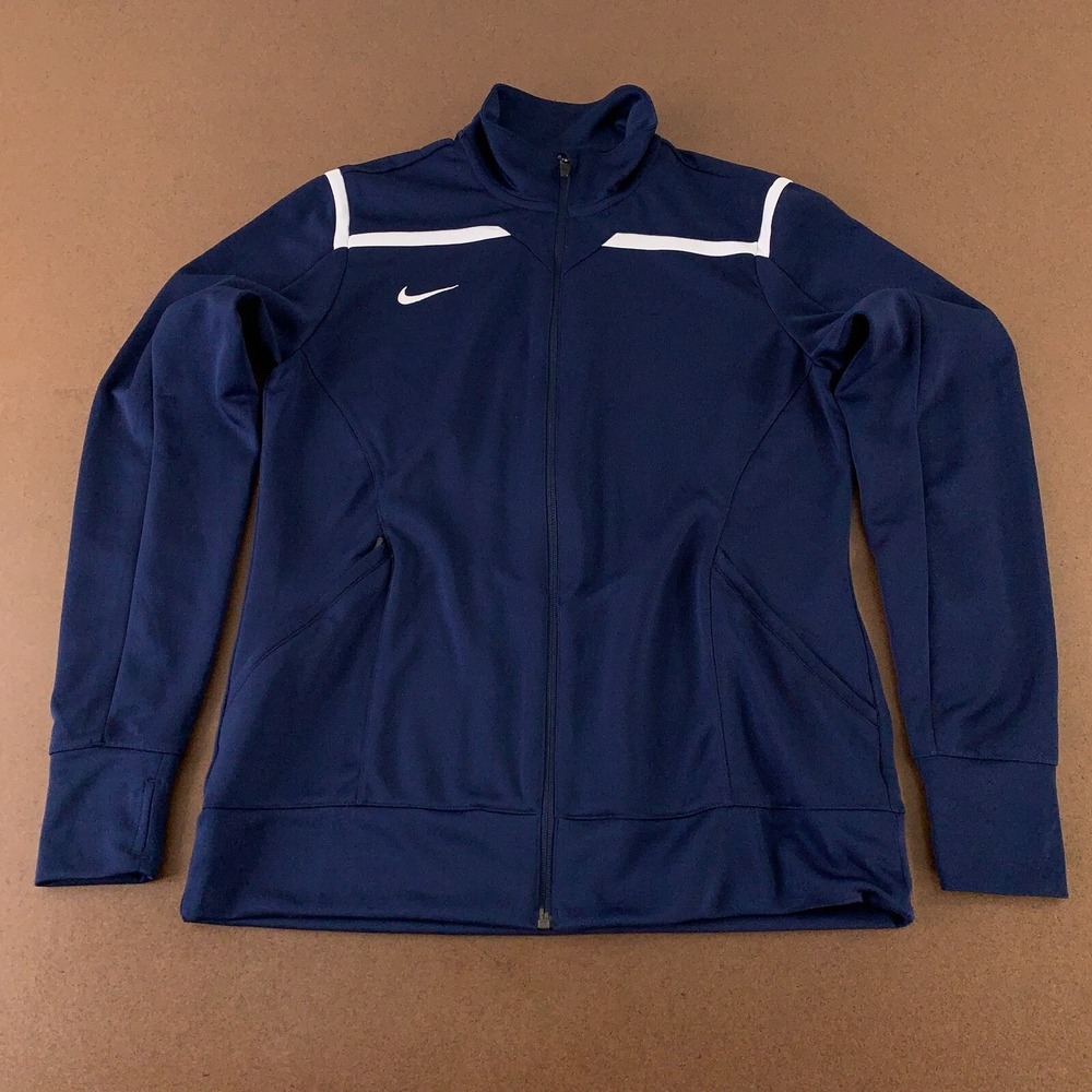 Nike Dri-Fit Women's Size Large Navy Blue Pocketed Full Zip Track Jacket